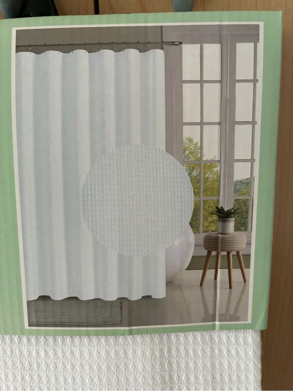 The Spring Shop White Waffle-Texture Shower Curtain NWT!